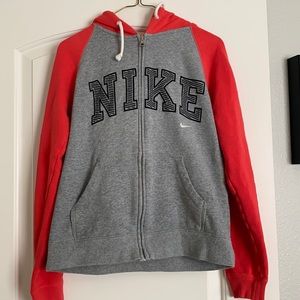 Nike full zip orange and grey medium